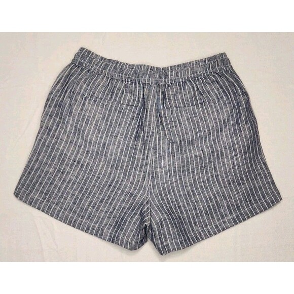 Quince Linen Shorts French Cut Drawstring Small Chambrey Striped New - Picture 9 of 10